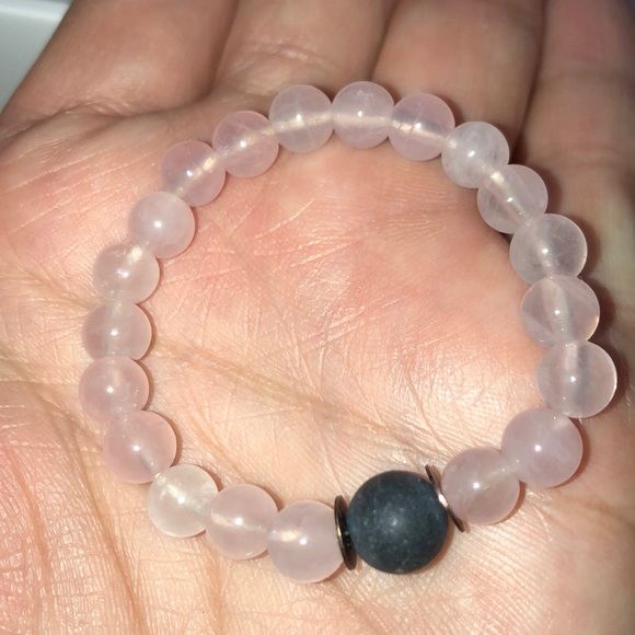 • LOVE • Rose Quartz + Shungite Bracelet - Picture 2 of 10